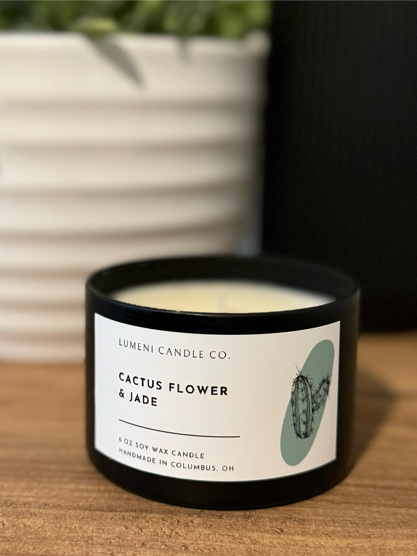 Cactus Flower and Jade Candle