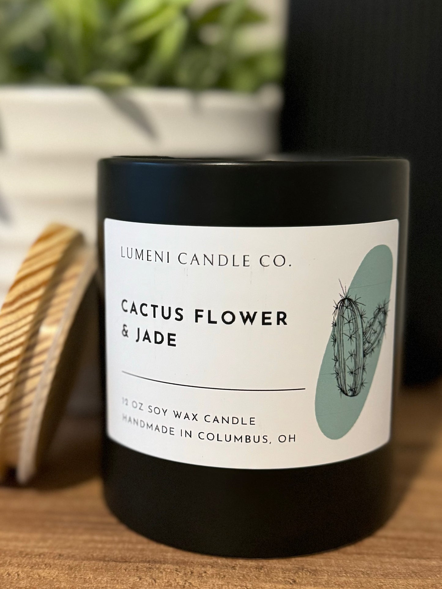 Cactus Flower and Jade Candle