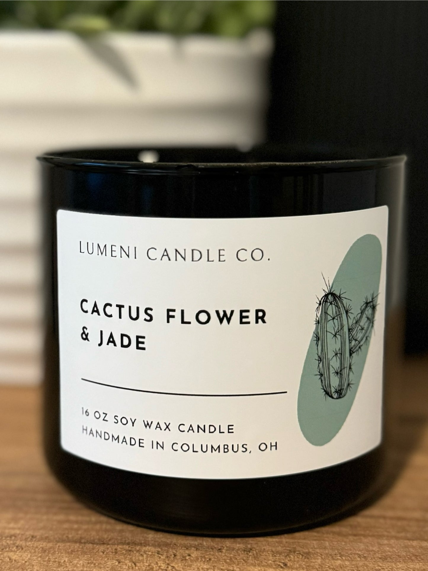 Cactus Flower and Jade Candle